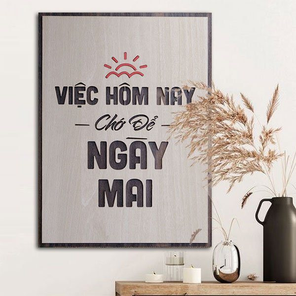 Mẫu tranh slogan - Tranh line art treo văn phòng